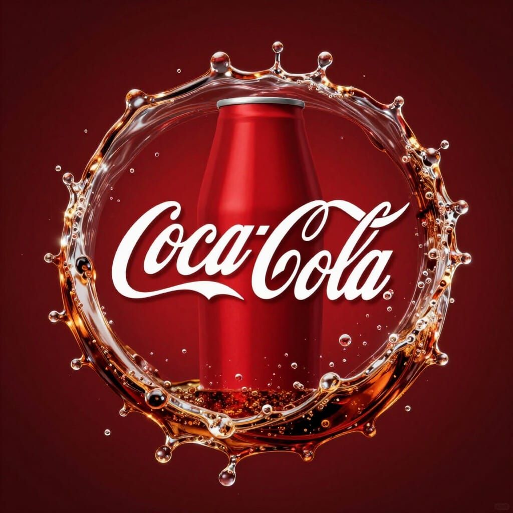 Modern Coca-Cola Logo with Dynamic Cola Splash Wave
