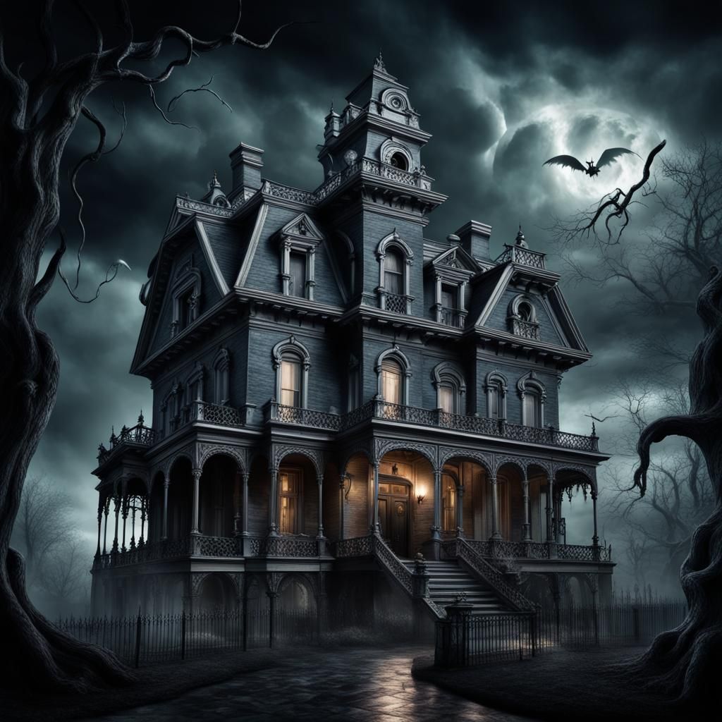 Mystical Haunted Mansion on a Stormy Night
