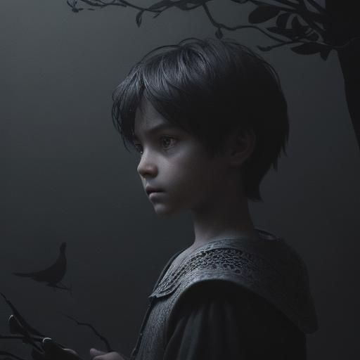 Moody Shadows: Boy and Bunny in Low-Key Lighting