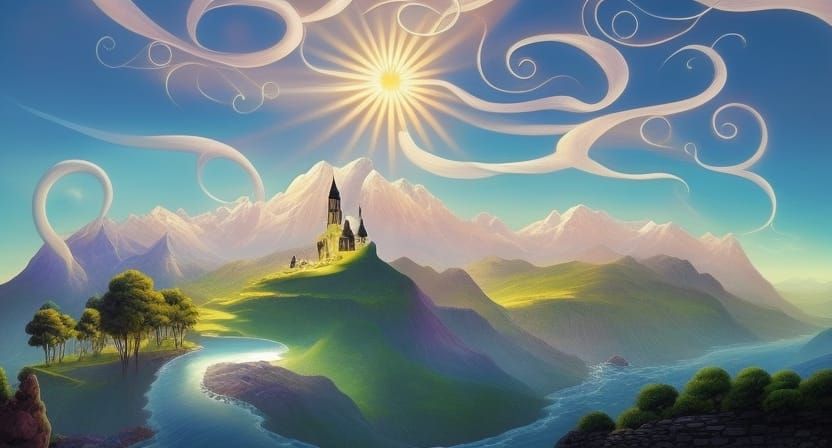 Yin Yang of Flowers in Art Nouveau Style