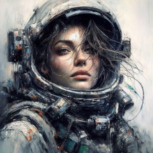 Beautiful French Astronaut Portrait in Splash Art Style
