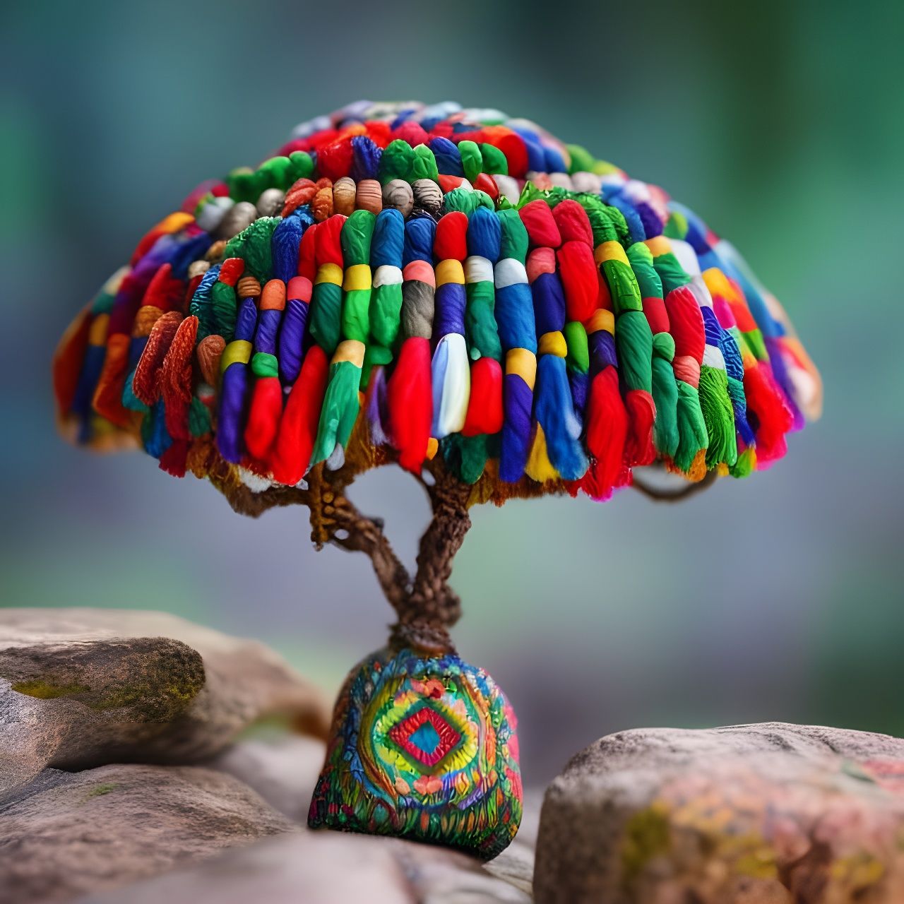 Majestic Yarn Nierika Tree in Huichol Style