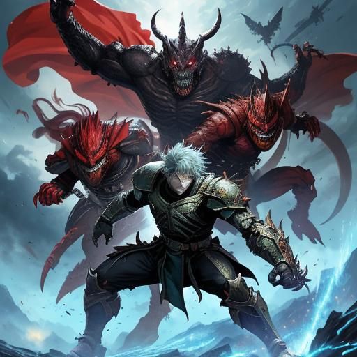 Heroes in Chaotic Combat: Anime-Inspired Art