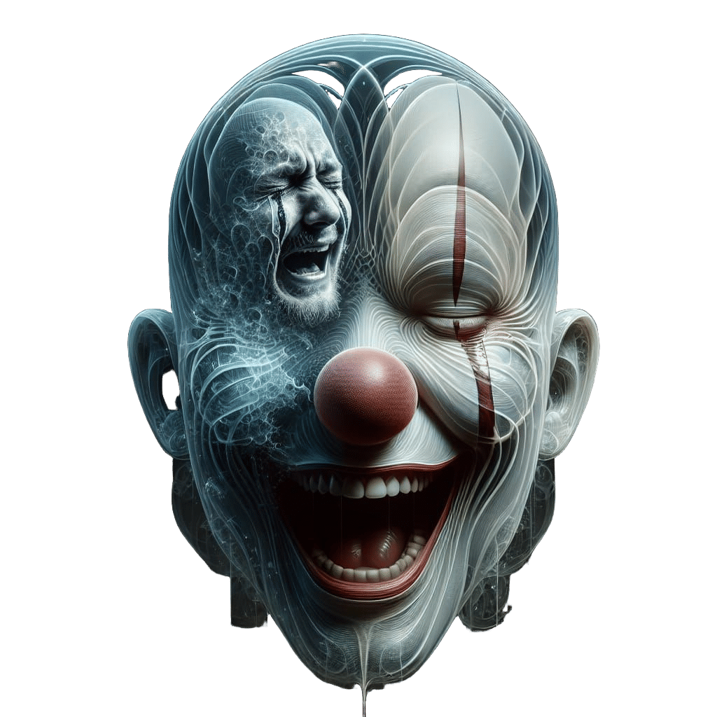 Translucent Clown Head: Joy and Sorrow Concept Art