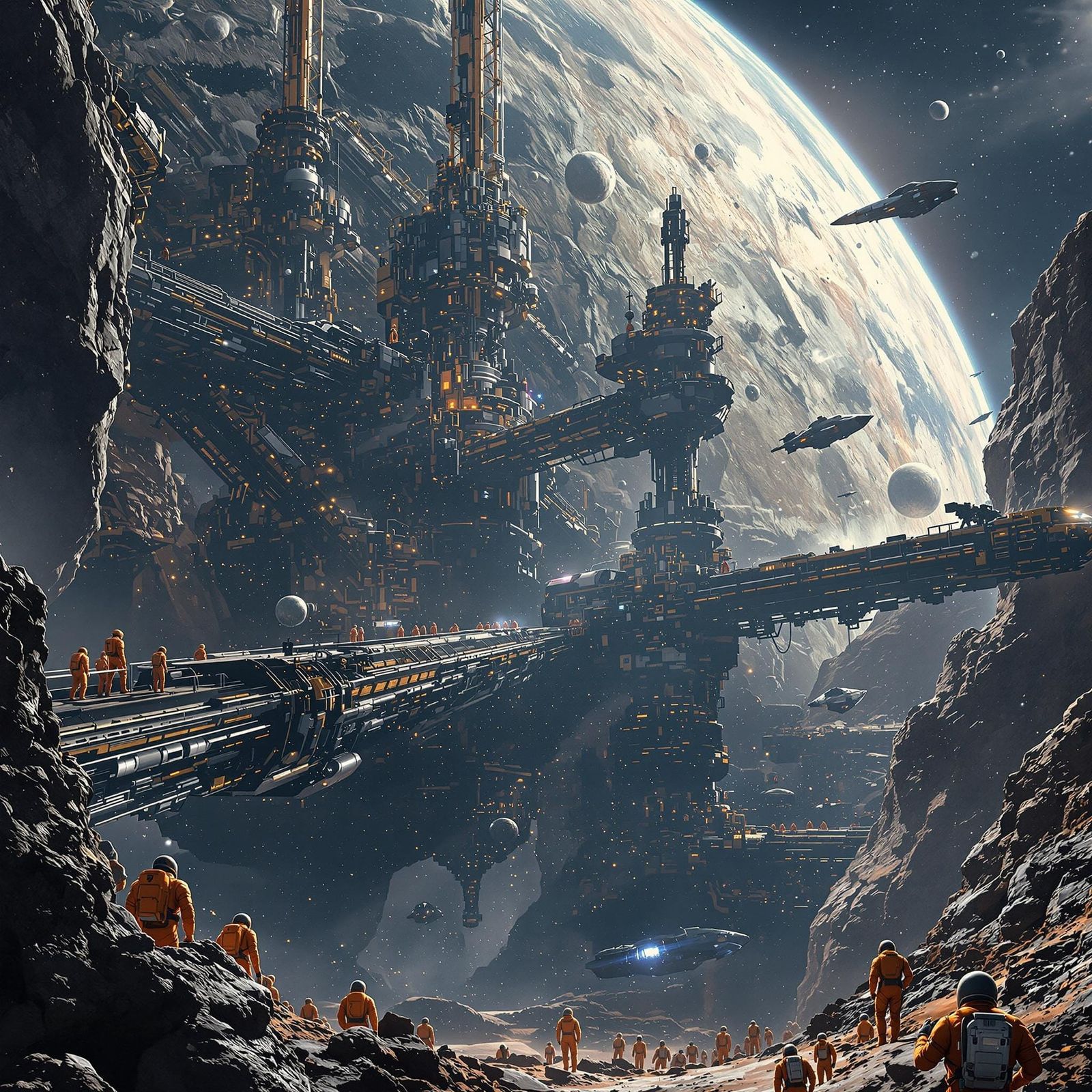 Deep Space Asteroid Mining Rig: Cinematic Sci-Fi