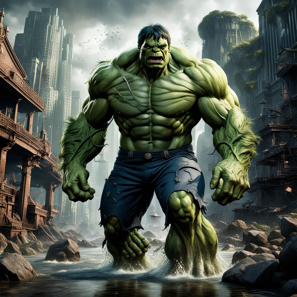 Detailed Matte Painting of the Incredible Hulk