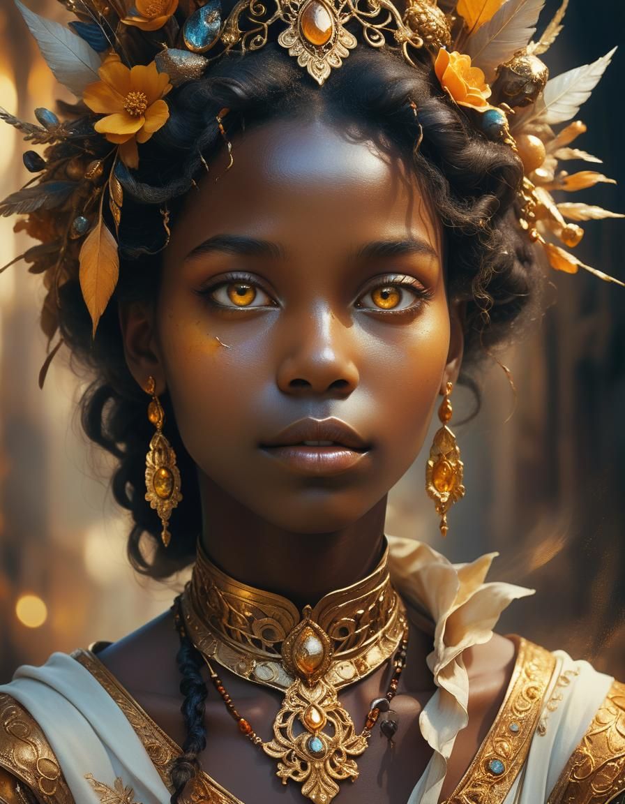 Serene Woman Portrait in Niccoletta Ceccoli Fantasy Style