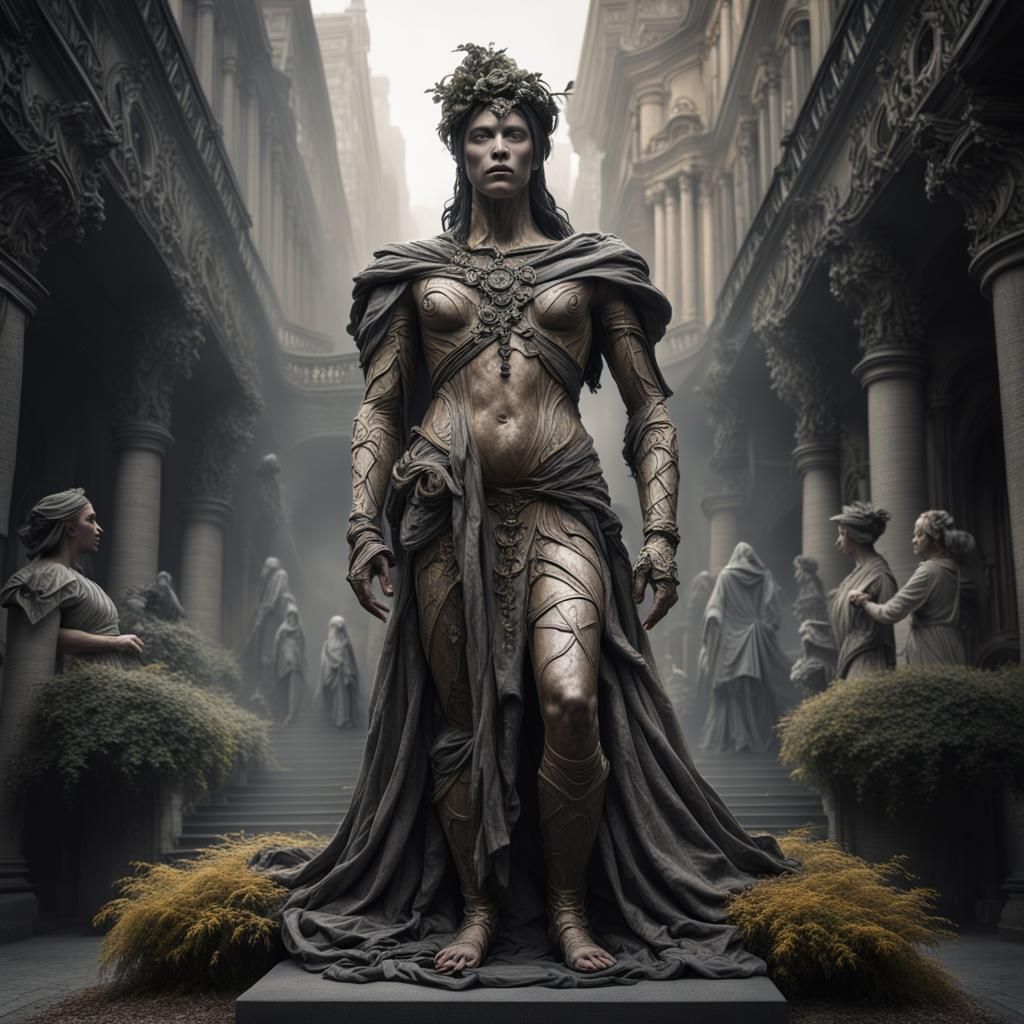Dramatic Living Statue: Digital Matte Painting