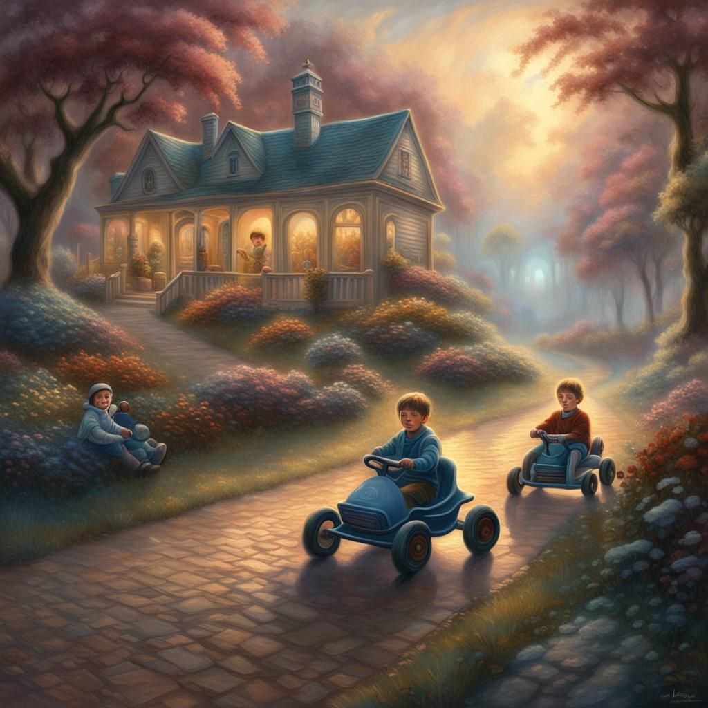 Brothers Go-Cart Ride in Ethereal Matte Painting