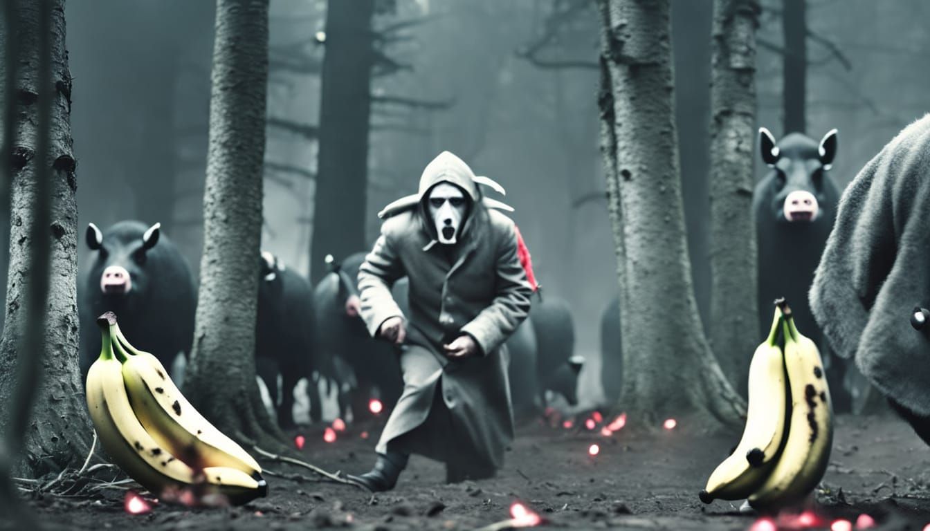 Irritated Banana in Dark Forest Portrait