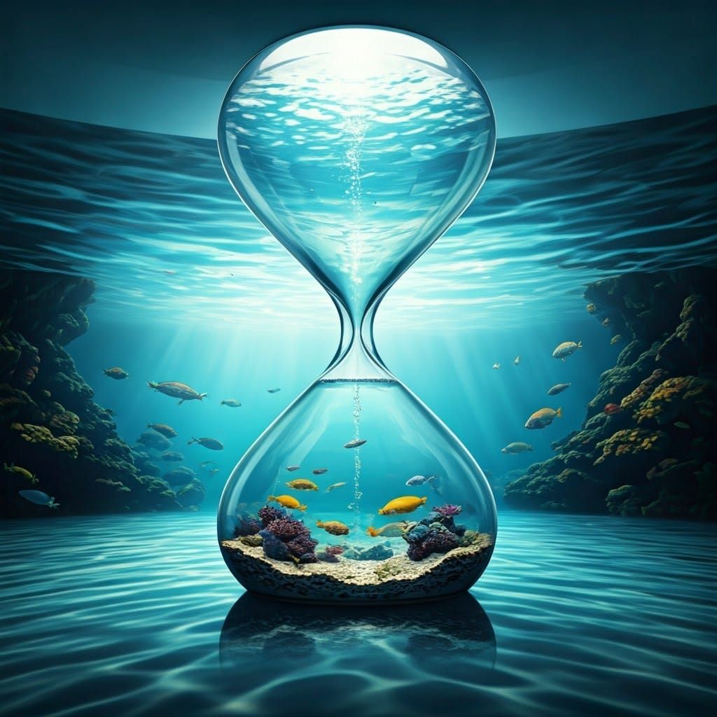 Majestic Hourglass Aquarium: Vibrant Fish in Crystal Clear W...