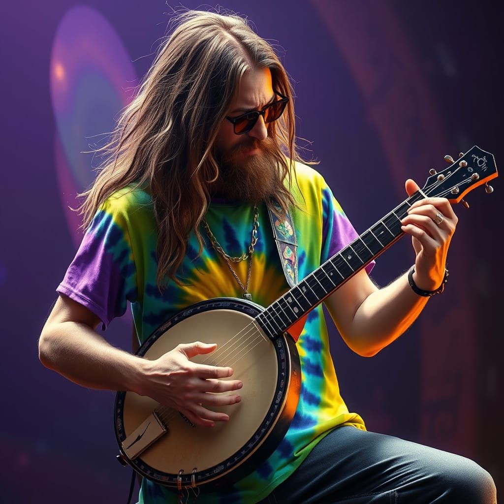 Hippie Banjo Masterpiece in Dark Fantasy Style