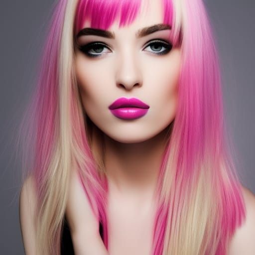 Pink Haired Girl with Lollipop Portrait