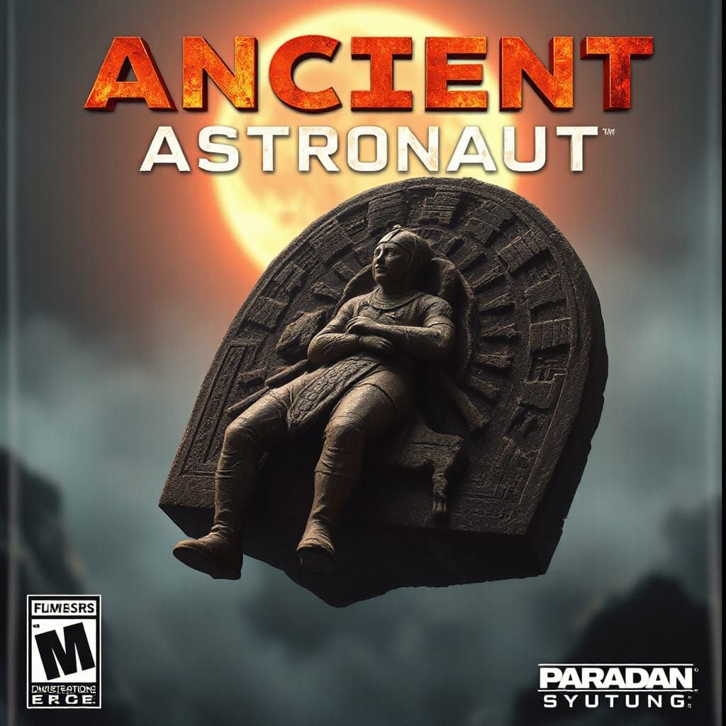 Ancient Astronaut Video Game Cover: Mayan Sarcophagus Art
