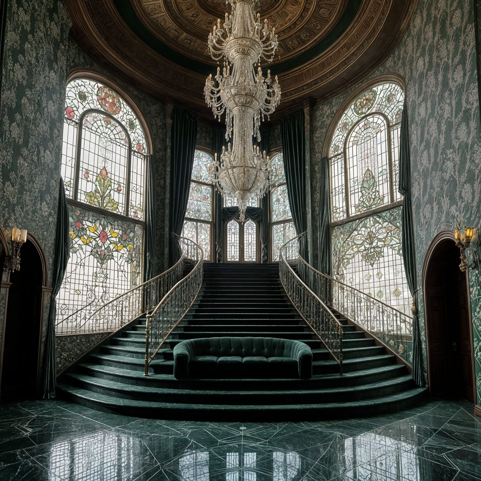 Art Deco Grand Entrance with Crystal Chandelier