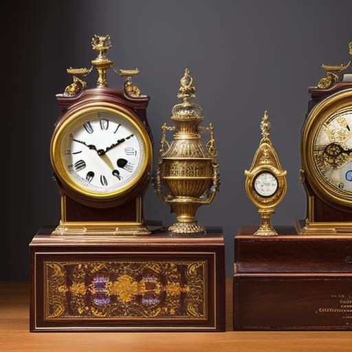Hyper-Realistic Still Life of Antique Clocks