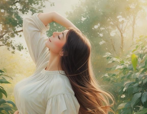 Serene Yoga Scene in Impressionistic Style