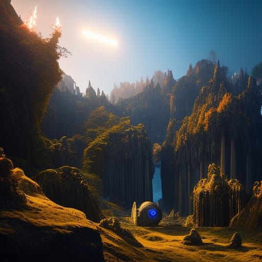 Glowing Eyes Cave: Gothic Horror Digital Illustration