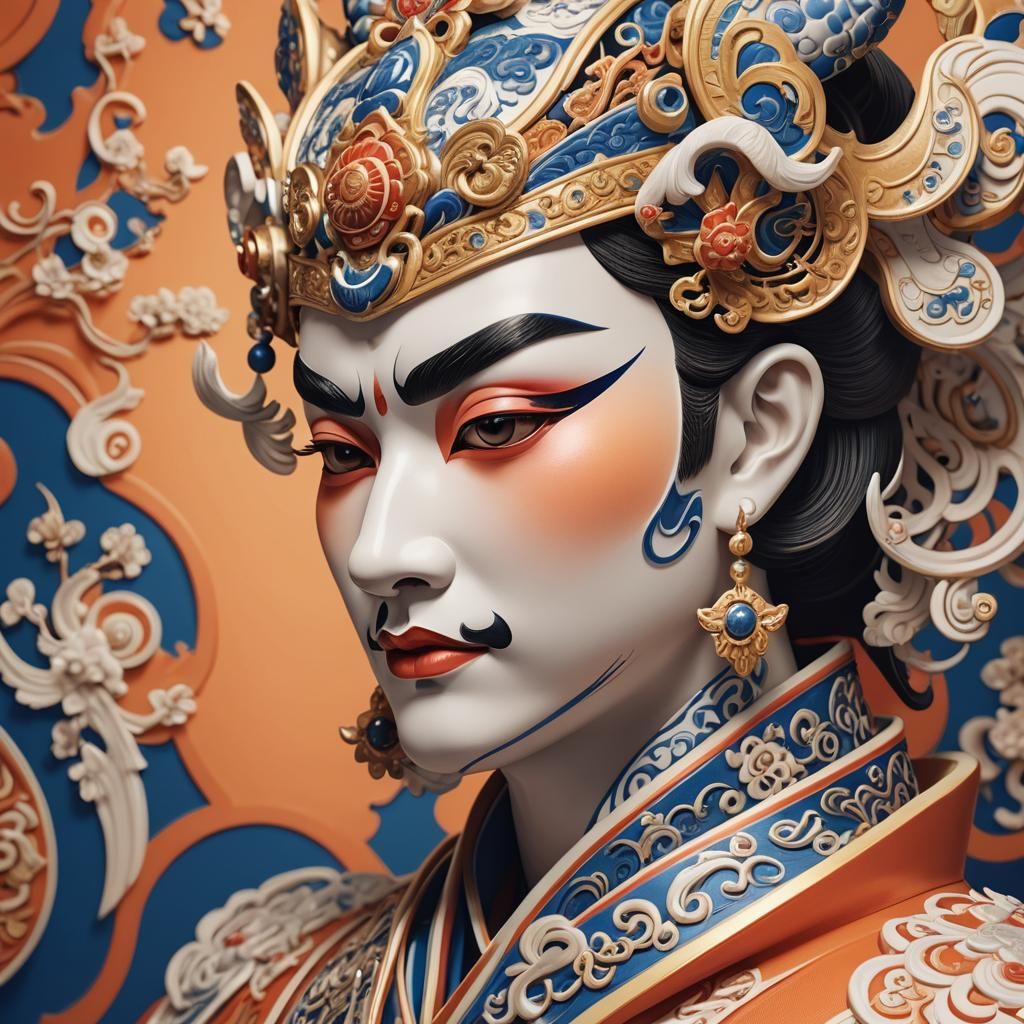 Chinese Opera Character in 3D Vector Art