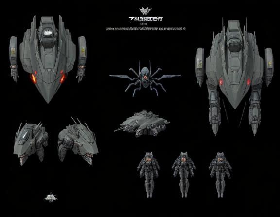 2D Spider Tank Game Asset Sheet in Mecha Style