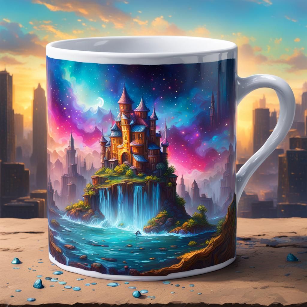 Magical Story Book Mug in Colorful Graffiti Art
