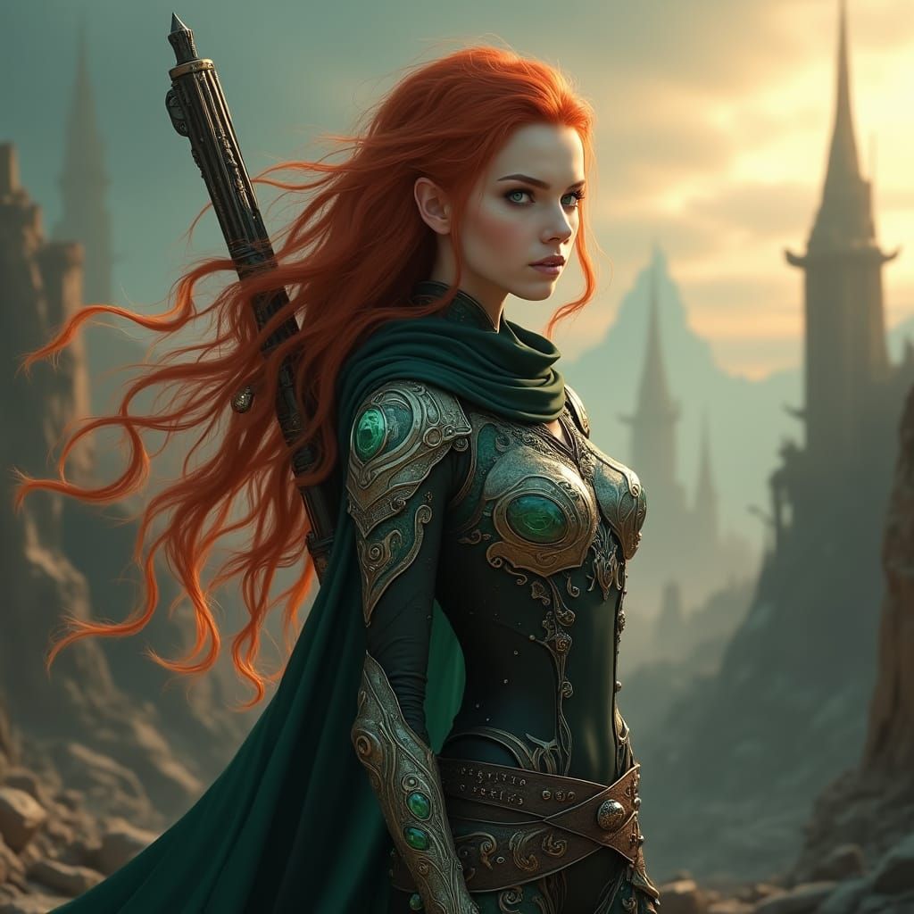 Ethereal Eldar Sniper in War-Torn Cityscape