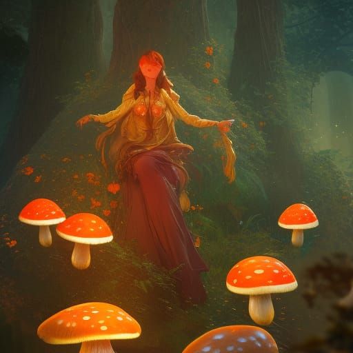 Magical Singing Mushrooms: Hyperdetailed Concept Art