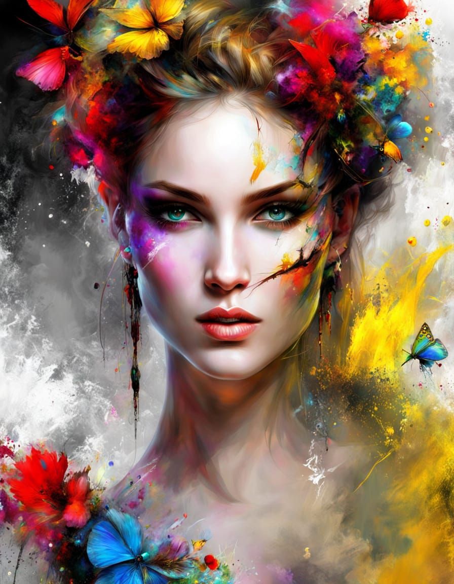 Timeless Beauty: Expressive Digital Painting of a Captivatin...