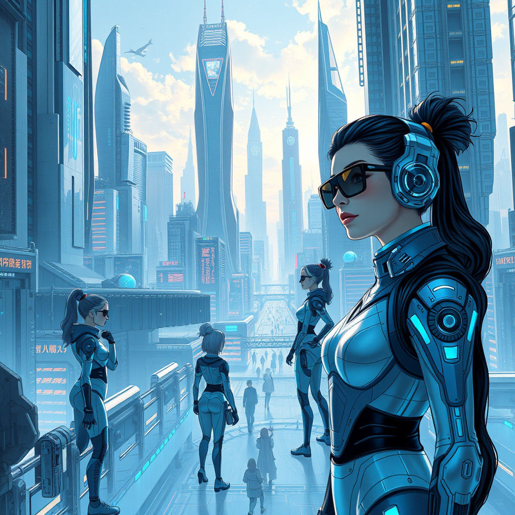 Futuristic Cityscape of Augmented Intelligence in Sleek Styl...