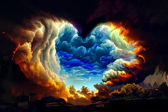 Storm's Heart: A Cloudscape Painting in Rainbow Colors