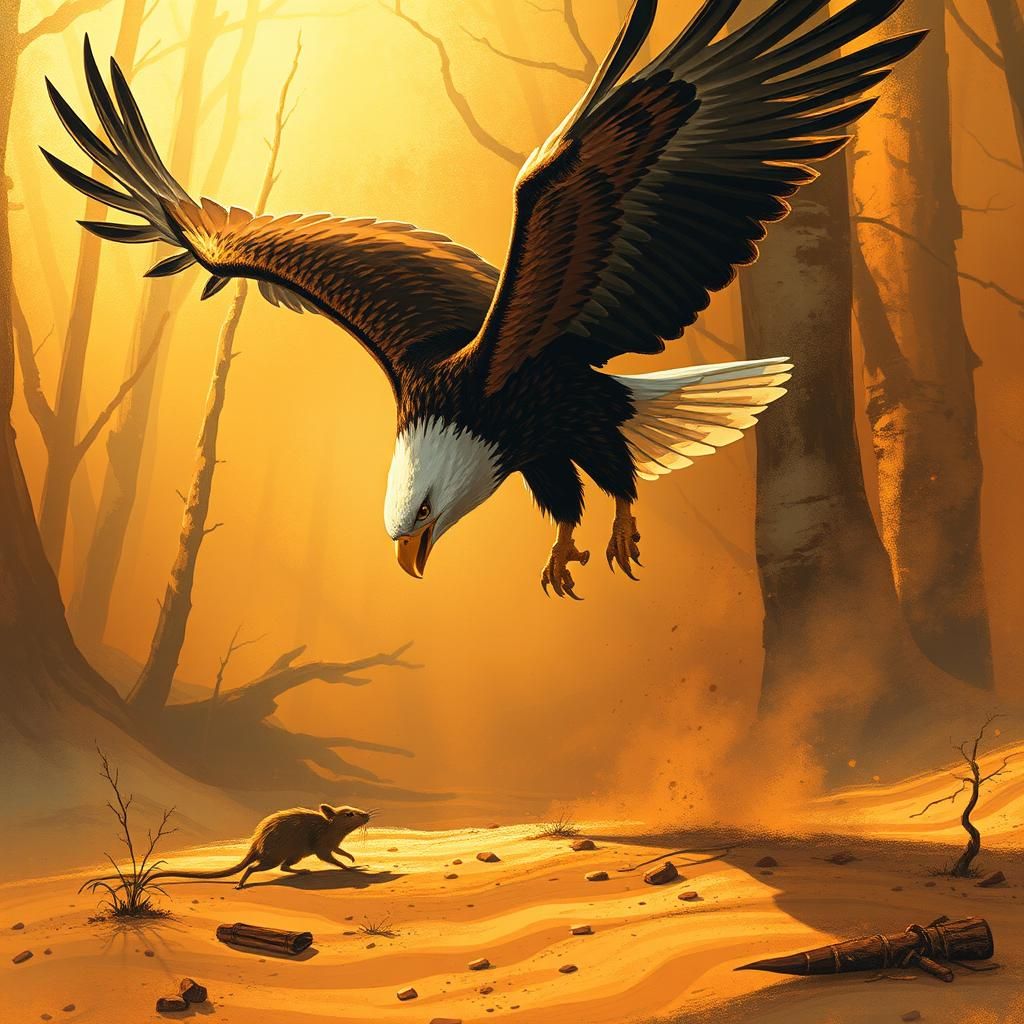Eagle's Dive: Golden Light Captures Forest Hunt