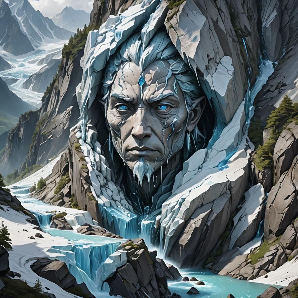 Glacier Mountain Portrait in Anime Style