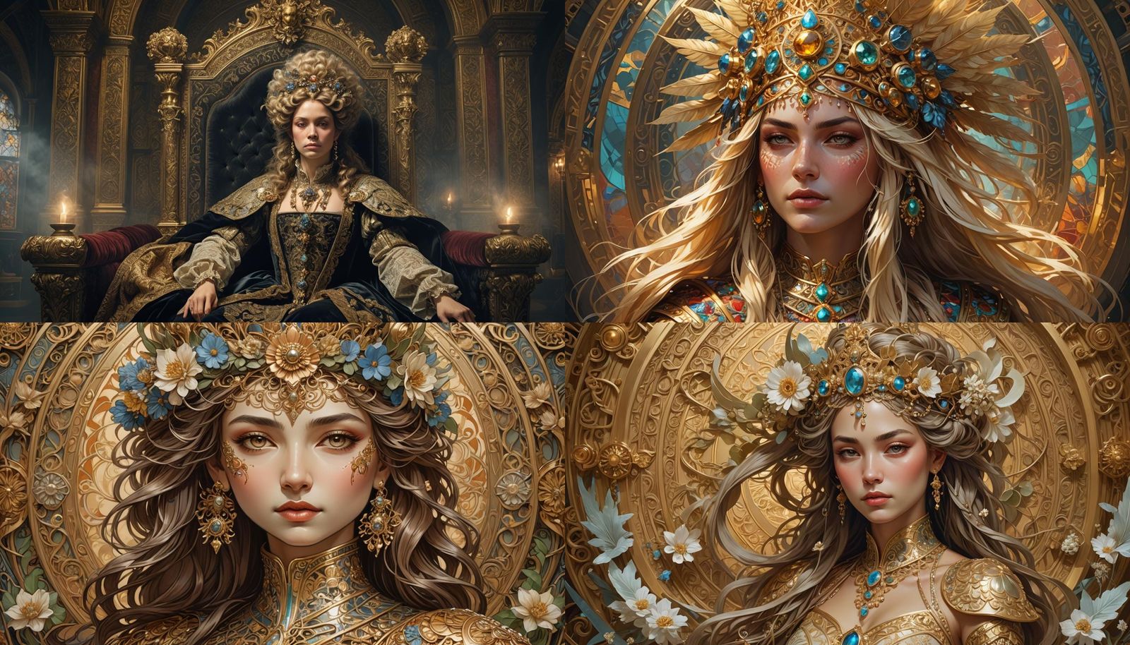 Bulgarian Queen Semiramis: Hyperdetailed Art Nouveau Portrai...
