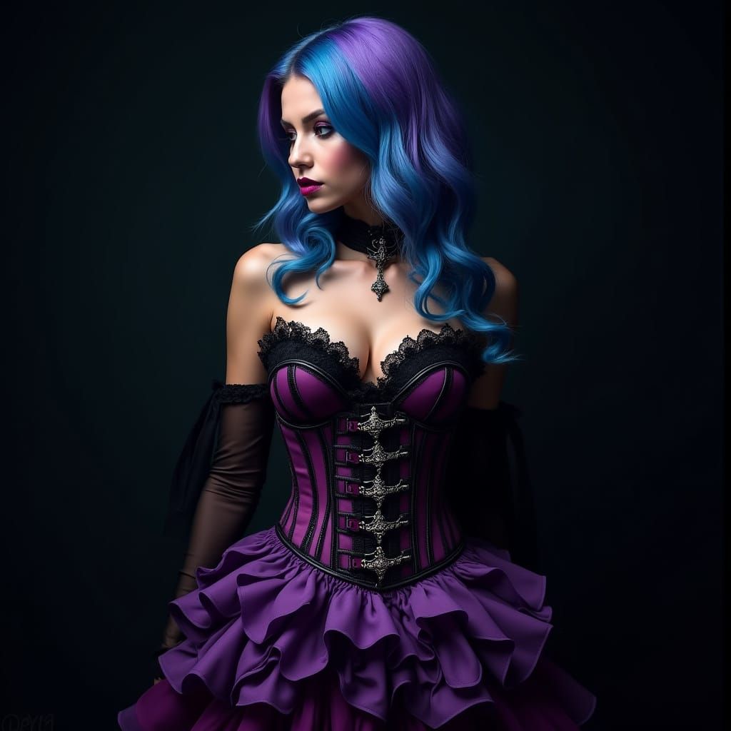 Ethereal Gothic Goddess in Velvet Black