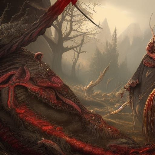 Fantastical Cannibal Blanket: Detailed Matte Painting