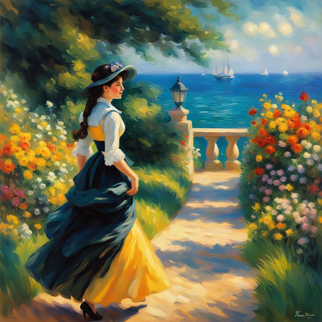 Impressionistic Garden Stroll by the Sea