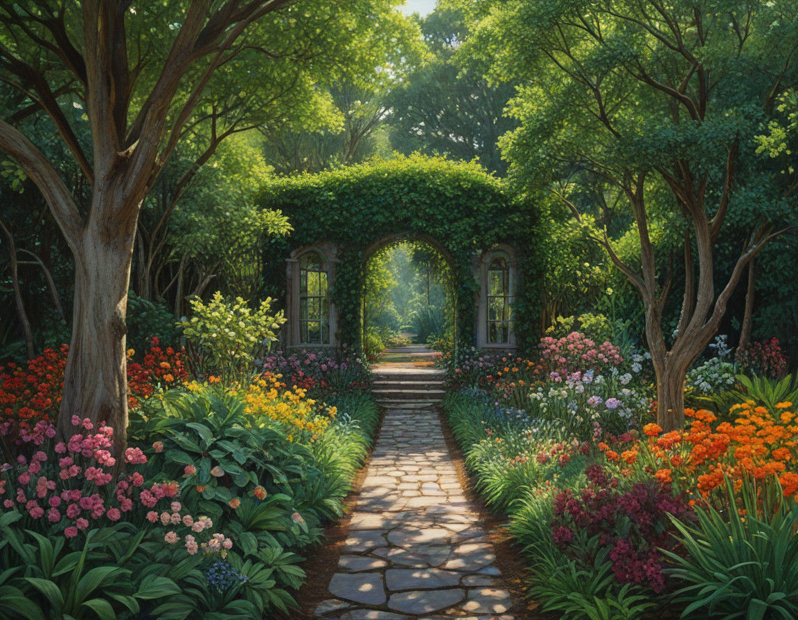 Vibrant Island Oasis in Kaleidoscopic Oil Painting Style