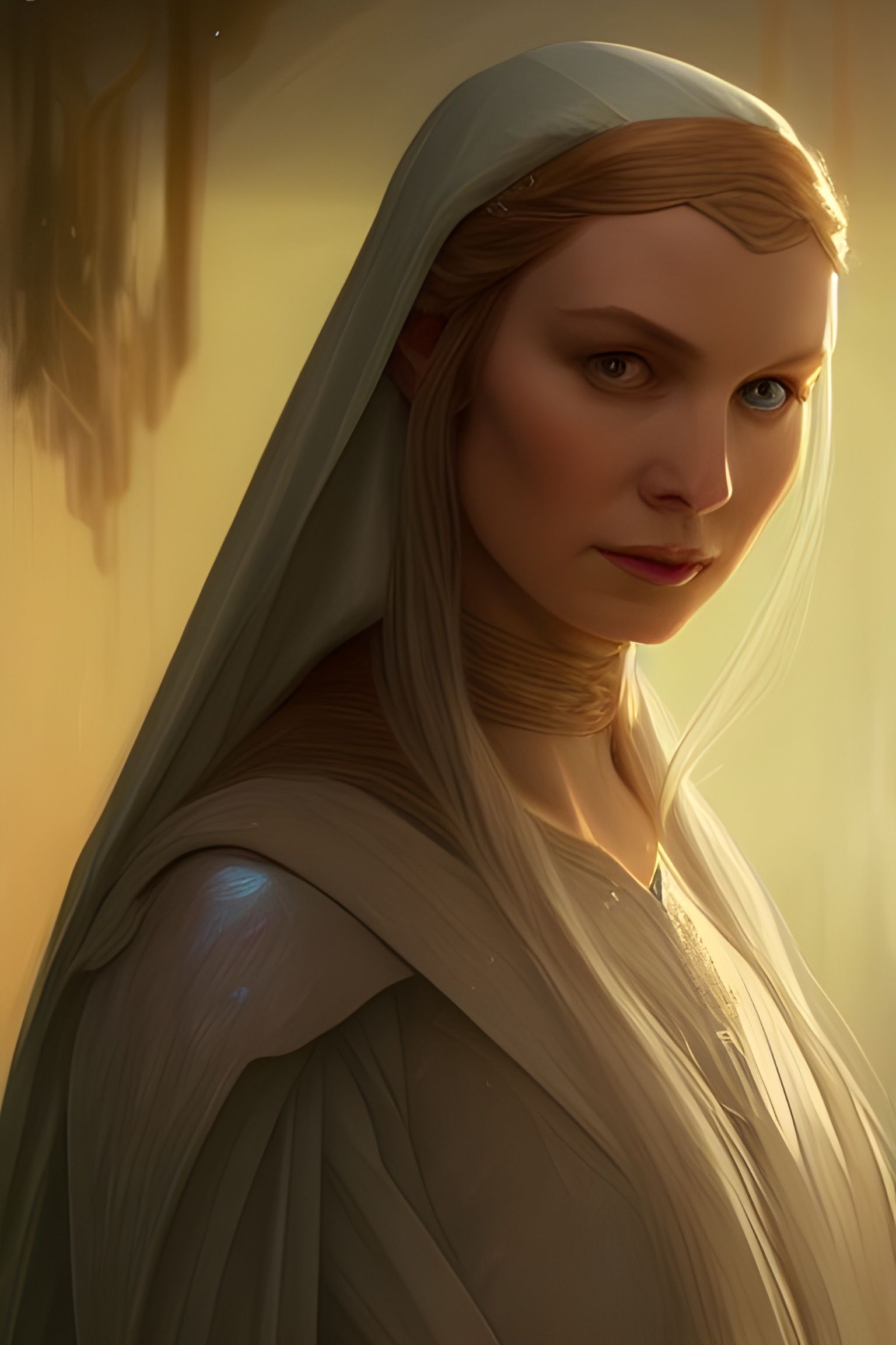 Galadriel Portrait in Hyperdetailed Digital Art Style