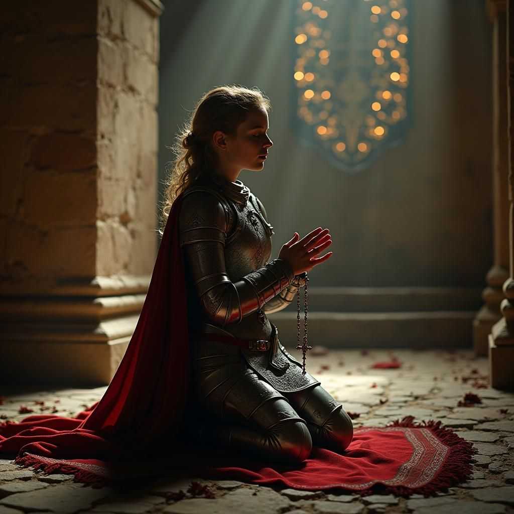 Joan of Arc in Prayer, Pre-Raphaelite Style