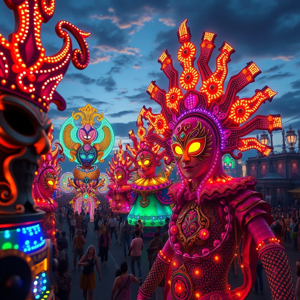 Surreal Carnaval Scene in 3D Anime Art Style