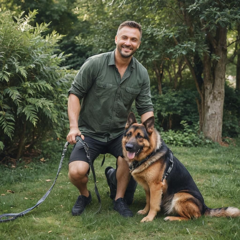 Man and Dog Portrait in Natural Light