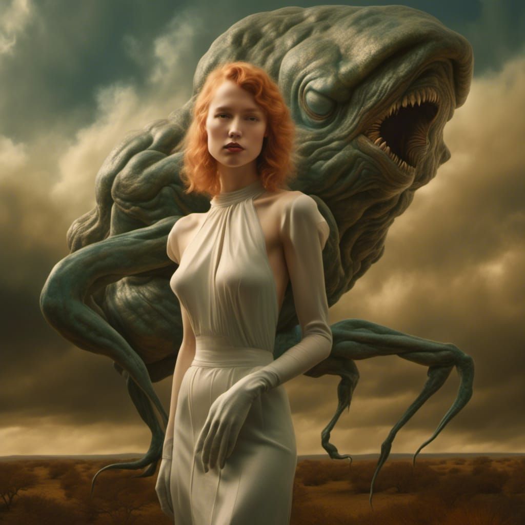 Smiling Couple Holding Hands: Hyperrealistic Alien Romance