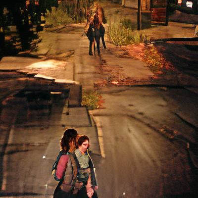 Night Street Scene with Two Figures