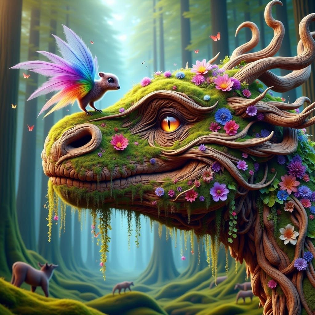 Colossal Dragon Snout Meets Rainbow Creature, Whimsical Fant...