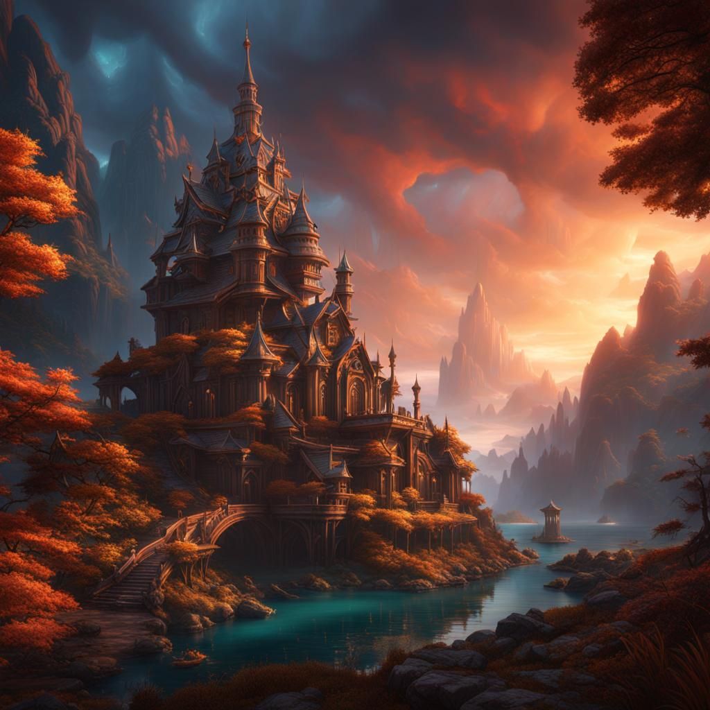 Detailed Gigachad Matte Painting in Fantasy Style