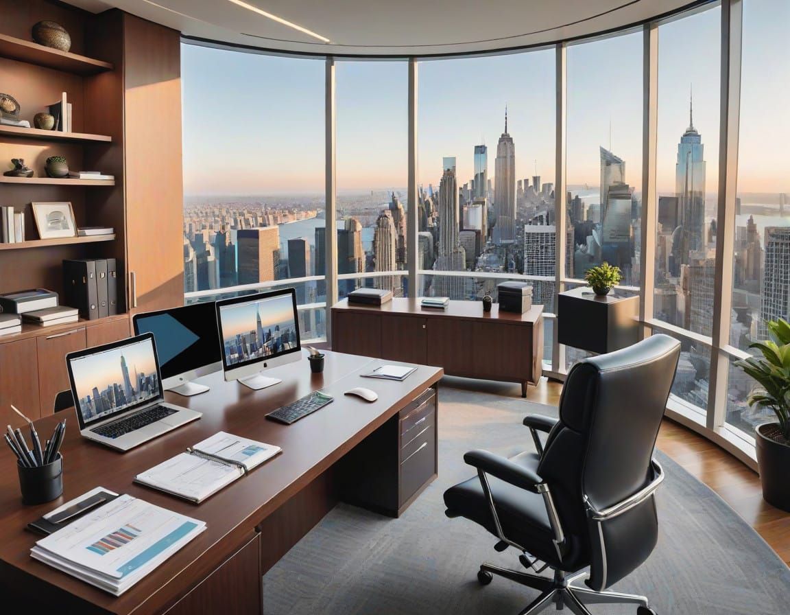 Executive Office with City View and Video Call
