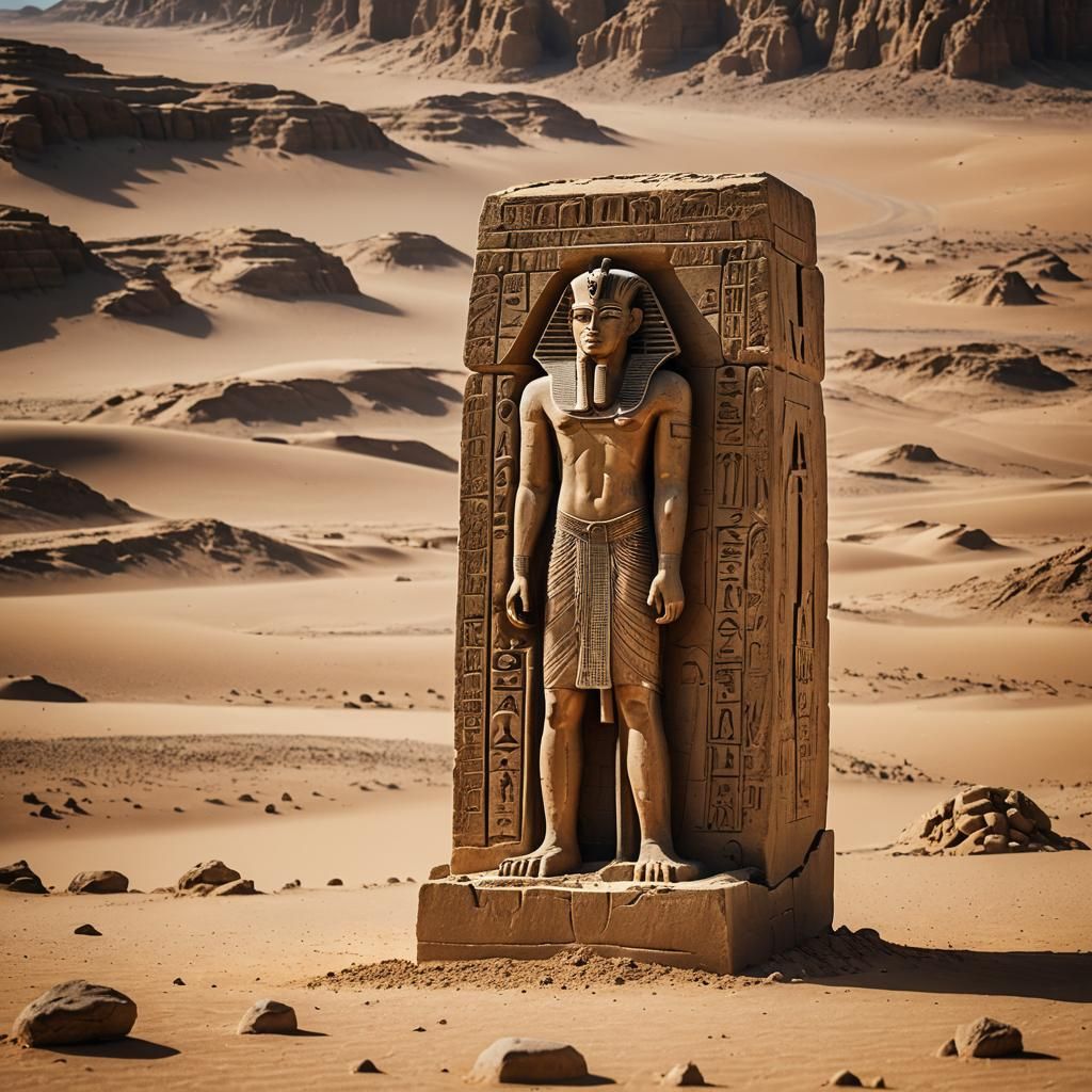 Majestic Marble Monolith in Egyptian Desert Photography