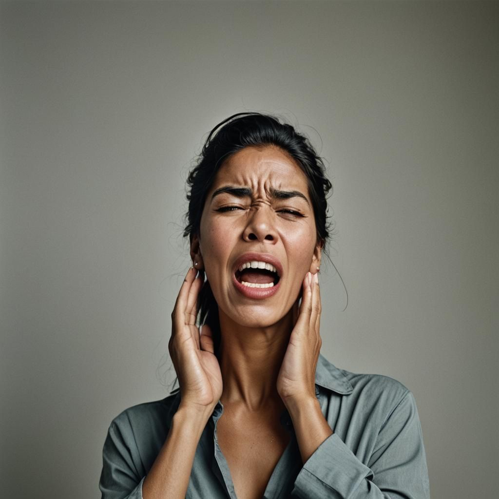 Distressed Singer Portrait in Professional Photography Style