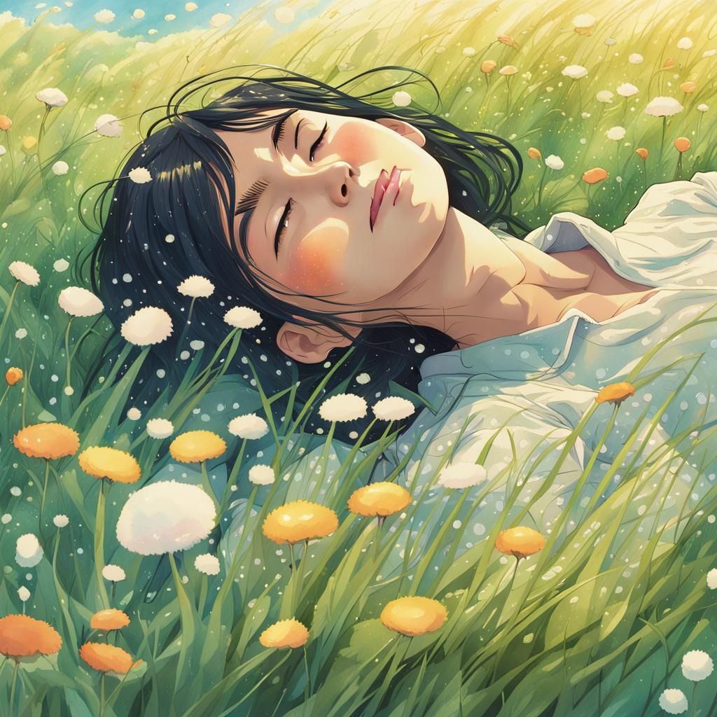 Girl in Grassy Field: DreamWorks Animation Style