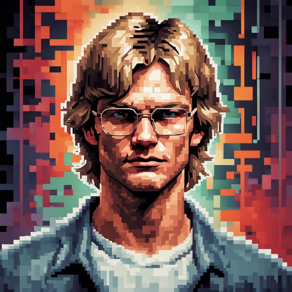 Pixelated Video Game Portrait of Jeffrey Dahmer